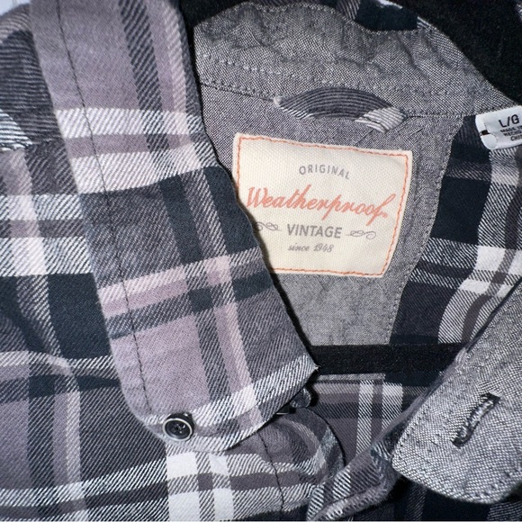 Men's Original Weatherproof Vintage Black/Grey/White Plain Flannel Shirt- Large - Picture 2 of 6